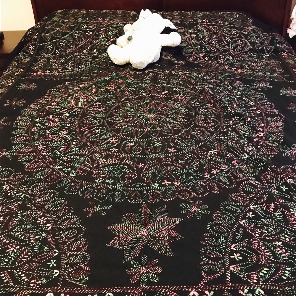 Hand embroidered bedspread